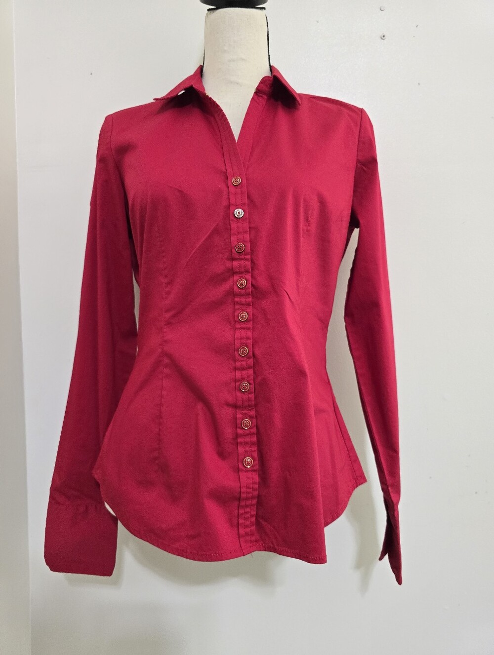 7th Avenue Design Studio size Small New York & Company Long Sleeve Shirt Red